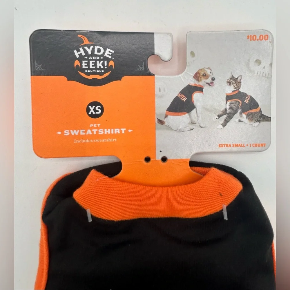Hyde & EEK Dog or Cat Halloween Shirt Black Orange Size XS New